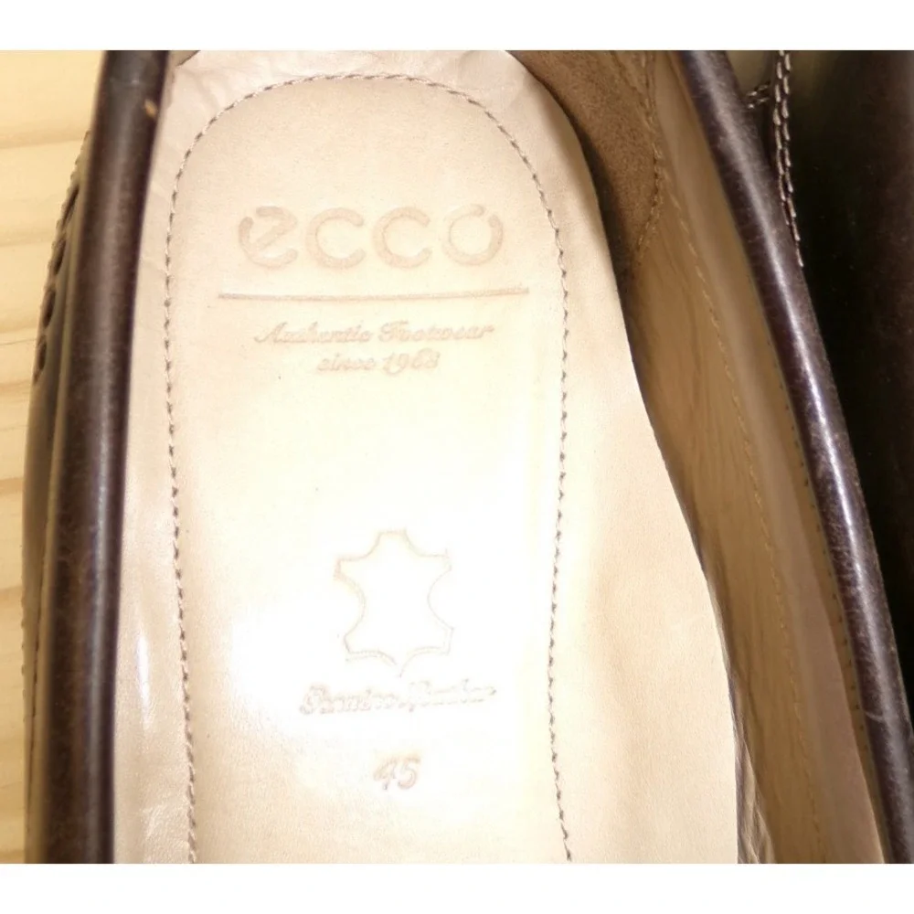 ECCO Leather Driving Shoes Loafers Mens Brown‎ Size 45 / US 11 - 11.5 Moccasins